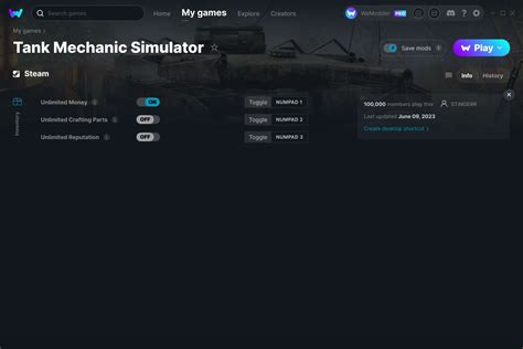 Tank Mechanic Simulator Cheats & Trainers for PC.
